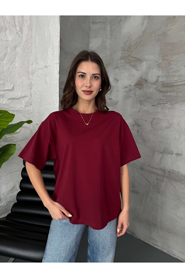 Bordo Oversize Basic Tshirt - 1