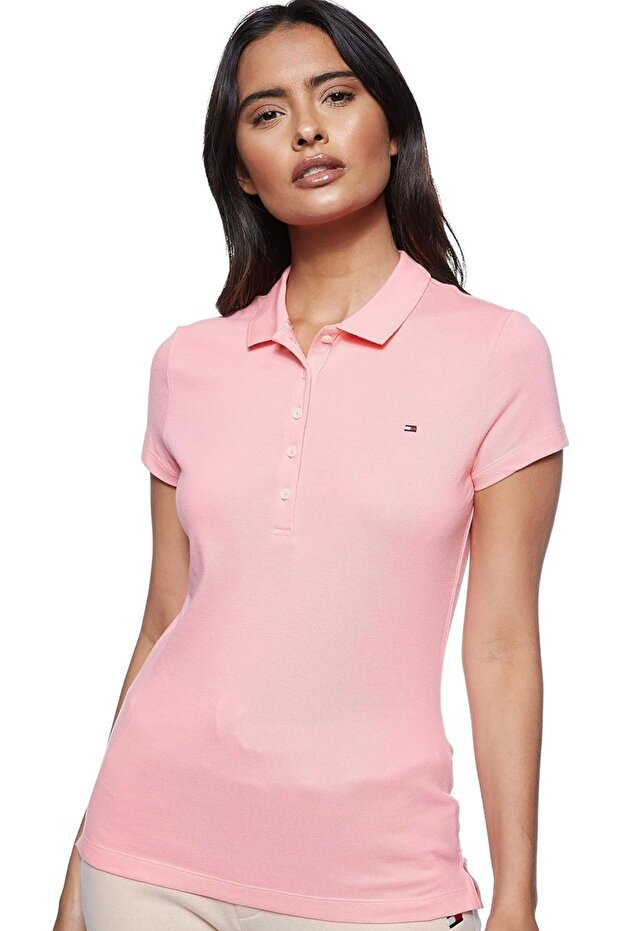 Woman's Pink Polo Collar T-Shirt