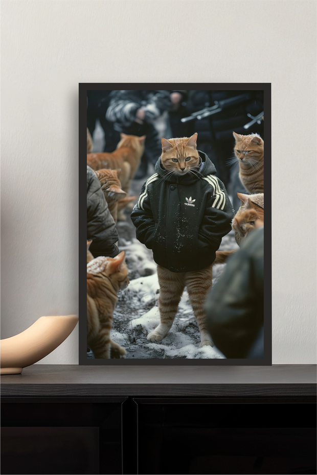 Kedi tasarımlı Çerçeve Görünümlü Mdf Tablo - 1