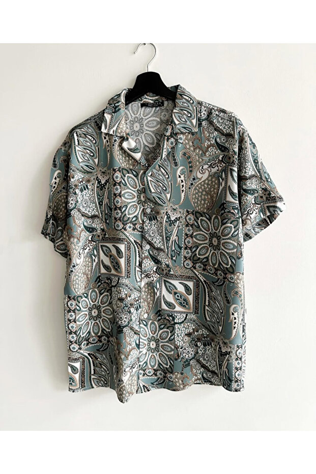 قميص فيسكوز منقوش كبير الحجم - 1