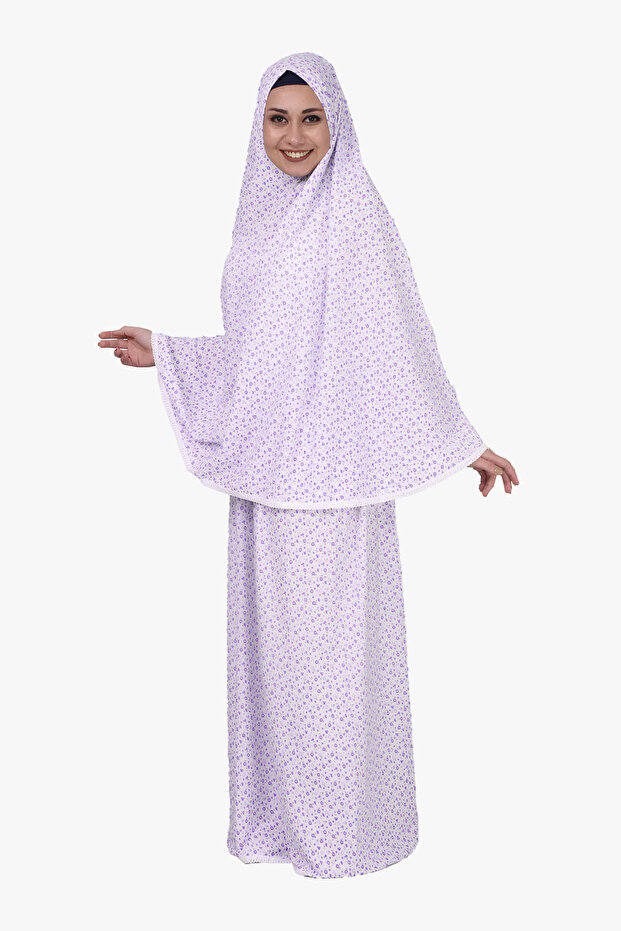 Namaz Elbisesi Cotton Blend Sleeveless Two-Piece Purple