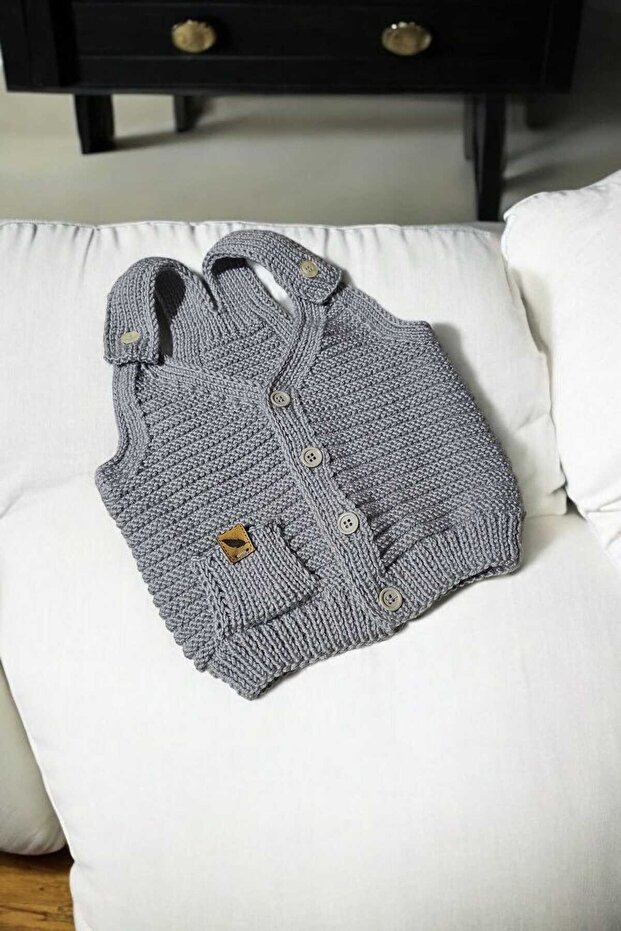 El Örgüsü Yelek Rambo Model Erkek Bebek Yeleği, Örgü Yelek - 3