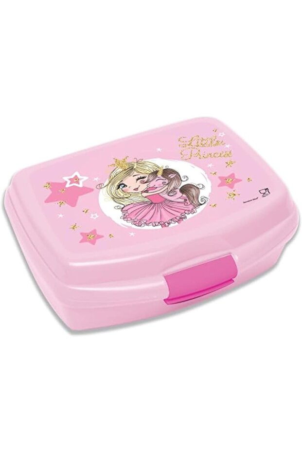 صندوق غداء بلاستيكي للأطفال بتصميم الأميرة الصغيرة، لون وردي فاتح - 1