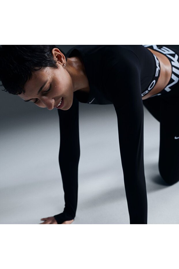 NIKE PRO DF 365 CROP LS - BLACK/(WHITE) - 4