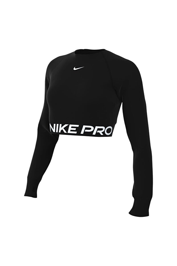 NIKE PRO DF 365 CROP LS - BLACK/(WHITE) - 3