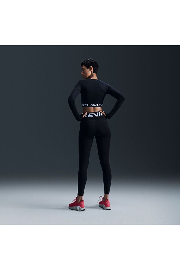 NIKE PRO DF 365 CROP LS - BLACK/(WHITE) - 7