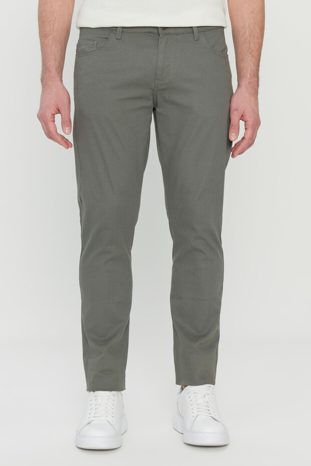 Men's Khaki Cotton Slim Fit Slim Fit 5 Pocket Flexible Casual Pants