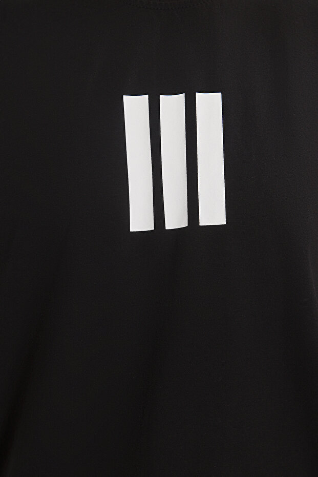 Ekru-Siyah Oversize/Geniş Kesim 2'li Paket Çizgi Baskılı %100 Pamuk T-Shirt TMNSS25TS00210 - 8