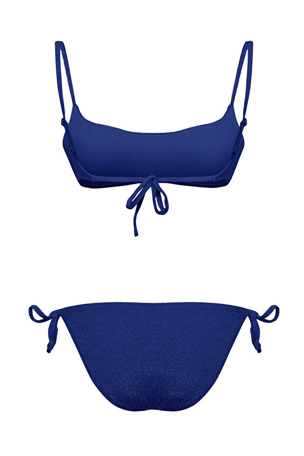 Saks Simli Bralette Kaplı Regular Normal Bel Bikini Takımı TBESS25BT00103 - 6