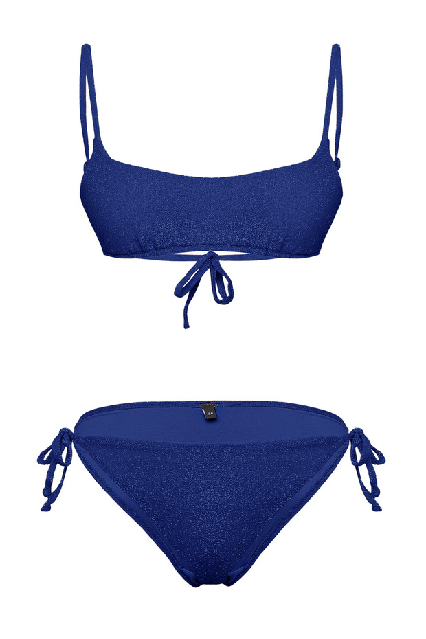 Saks Simli Bralette Kaplı Regular Normal Bel Bikini Takımı TBESS25BT00103 - 5