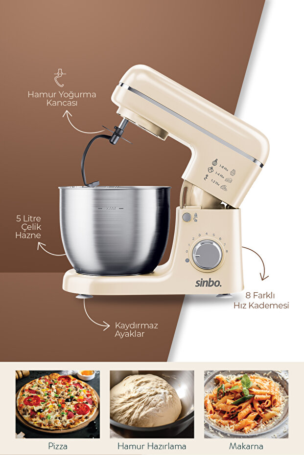 Smx-2771 Stand Mikser | 1300w, 5l, Hamur Yoğurma Stand Mikser - Mutfak Şefi - 5