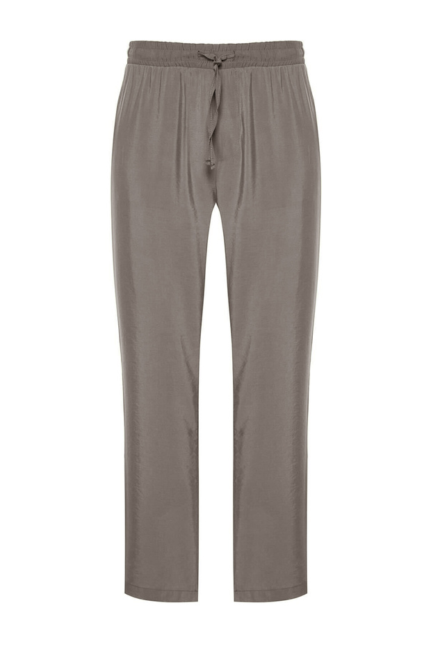 Haki Regular Fit Lastikli Beli Bağlamalı Modal Karışımlı Yumuşak Tuşeli Pantolon TMNSS24PL00000 - 6