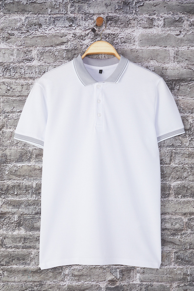 Beyaz Regular/Normal Kesim Polo Yaka T-shirt TMNSS25PO00033 - 6