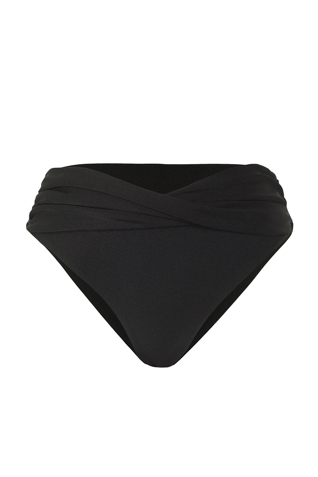 Siyah Düğümlü Regular Yüksek Bel Bikini Altı TBESS24BA00003 - 5
