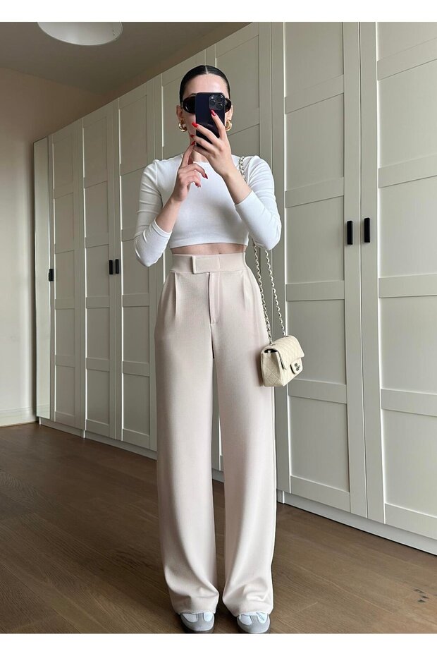 Ultra High Waist Circuit Palazzo Pleated Trousers