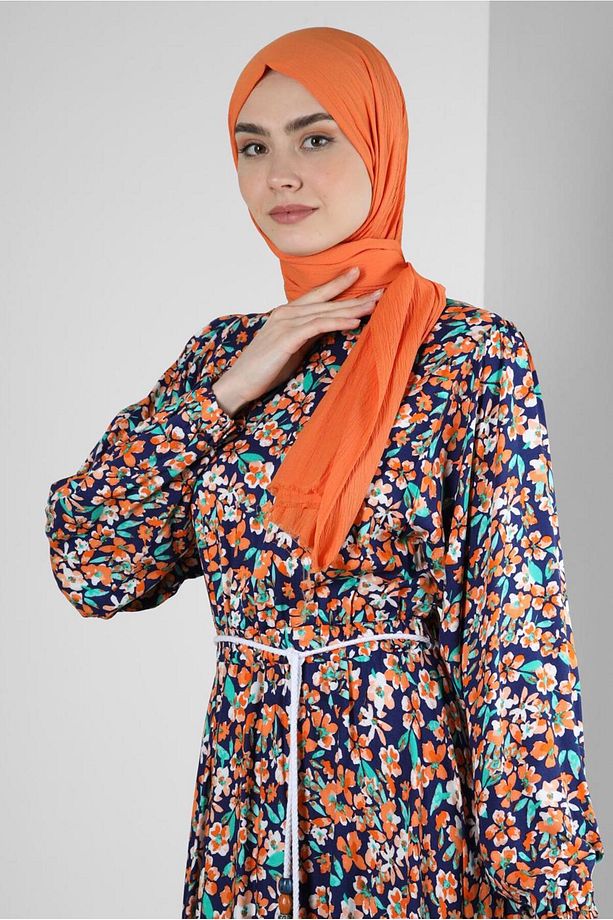 ÇİÇEK DESENLİ PİLİSELİ ELBİSE 43649 - 2