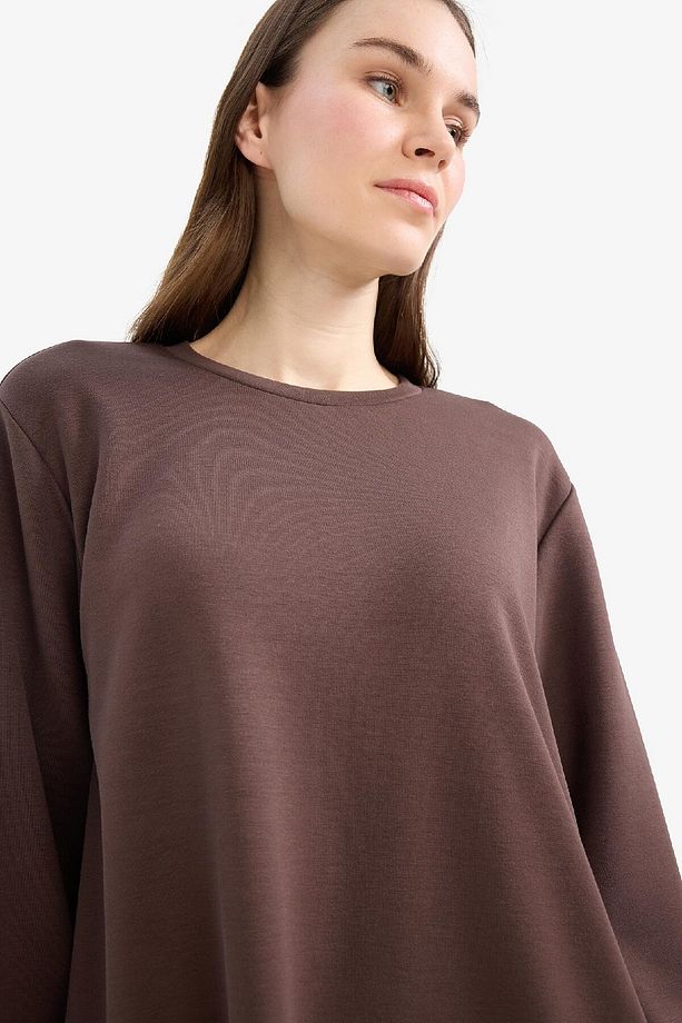 Regular Fit Bisiklet Yaka Basic Düz Sweatshirt Tunik D4598ax25sp - 4