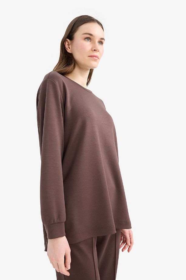 Regular Fit Bisiklet Yaka Basic Düz Sweatshirt Tunik D4598ax25sp - 3