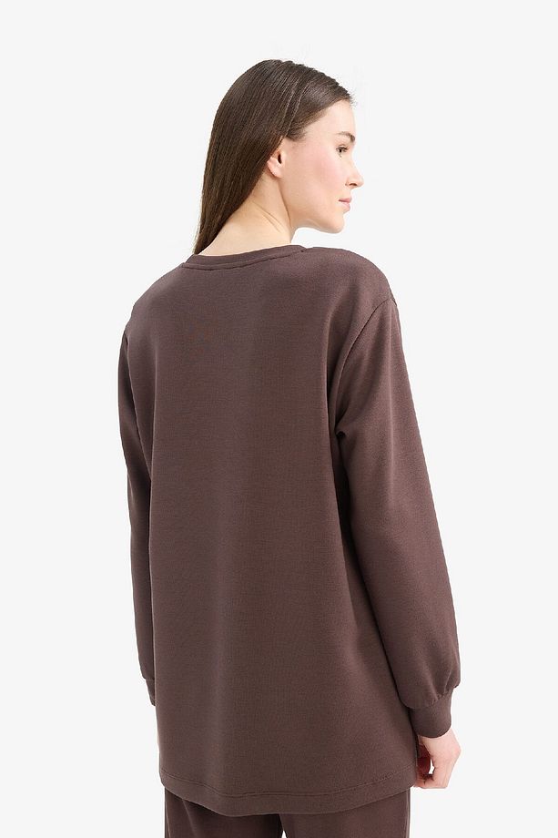 Regular Fit Bisiklet Yaka Basic Düz Sweatshirt Tunik D4598ax25sp - 5