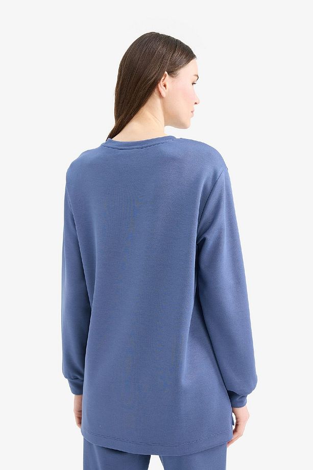 Regular Fit Bisiklet Yaka Basic Düz Sweatshirt Tunik D4598ax25sp - 5