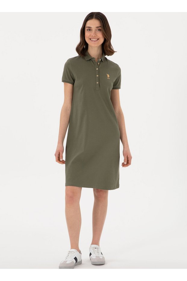 U.S. Polo Assn. Polo Neck Dark Khaki Standard Women's Dress Gurlin25