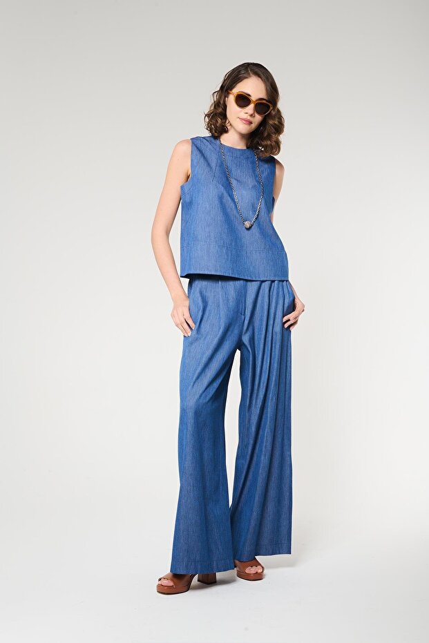 Denim Look 100% Cotton Women's Trousers