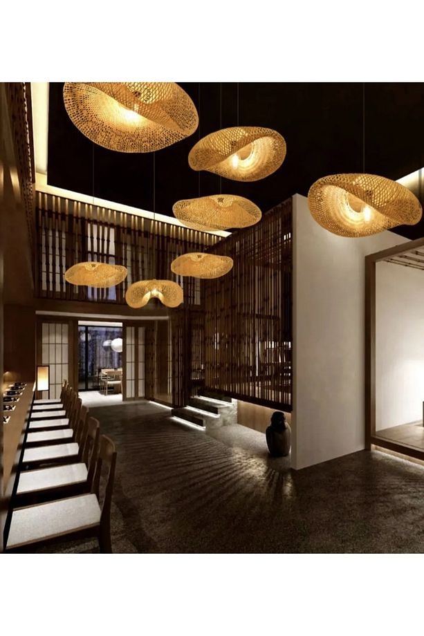 Bohem Rattan Bambu İskandinav Model Avize - 2