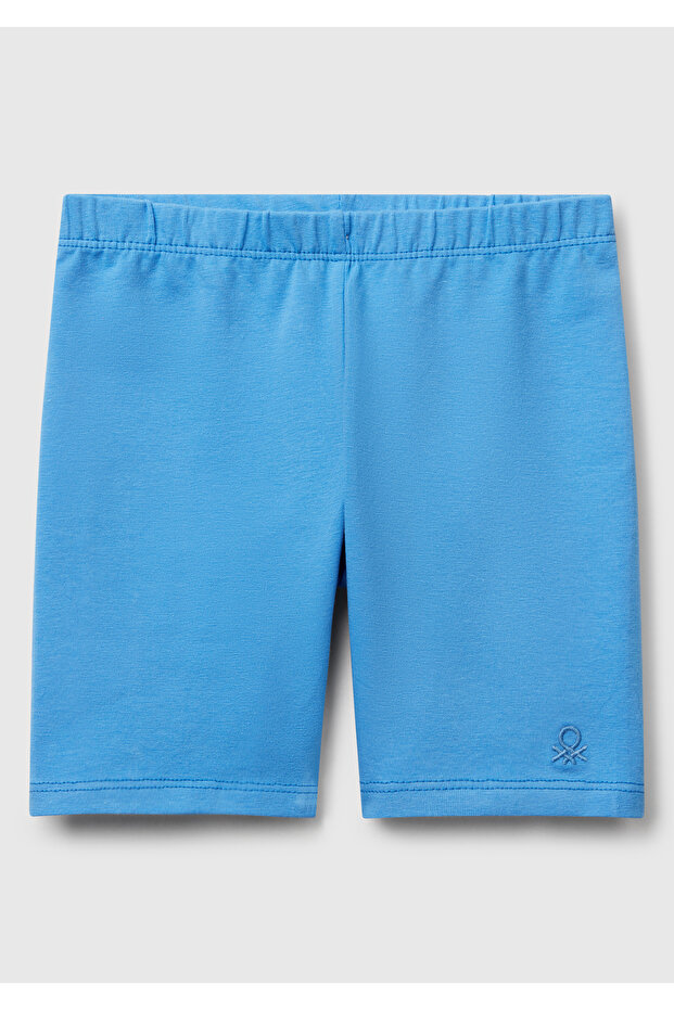 Girl's Blue Logo Biker Tights