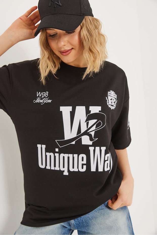 Crew Neck Printed Tshirt Black