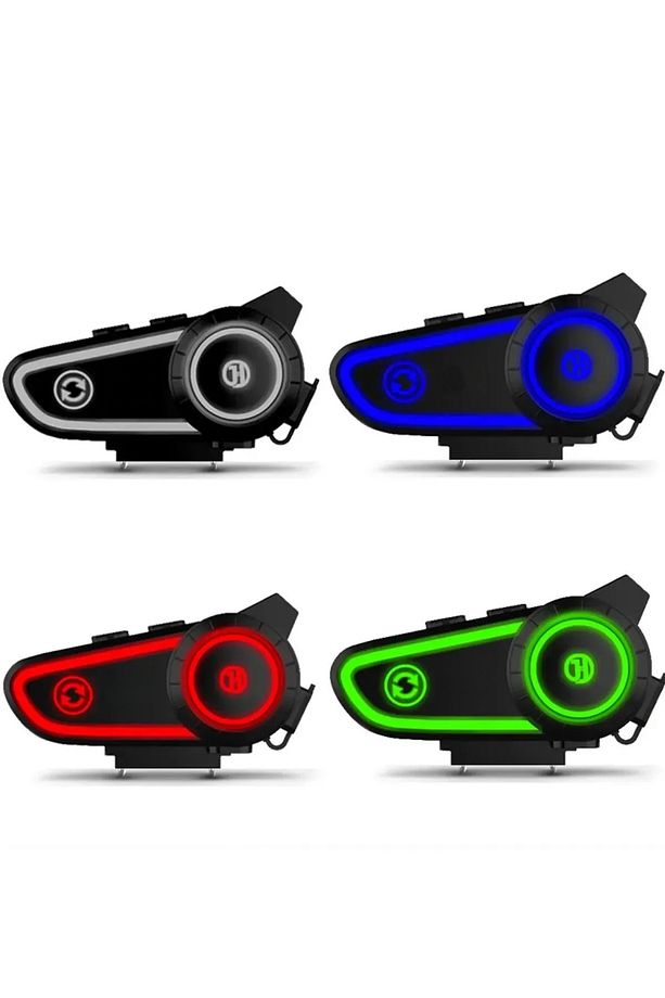 Motosiklet Kask Kulaklığı Bluetooth Mikrofon Stereo Kulaklık Intercom Rgb Işık Motorsiklet Interkom - 4