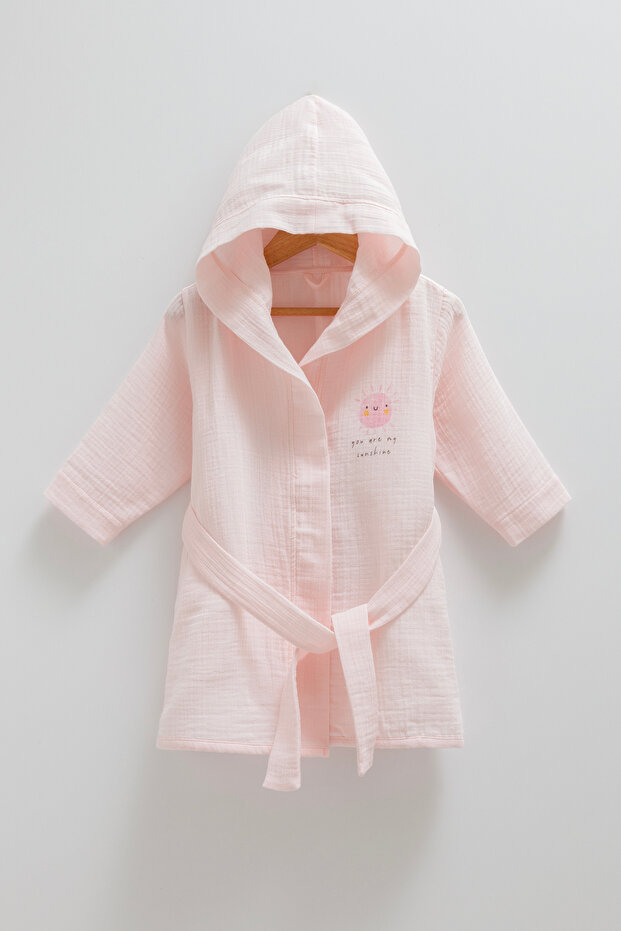 100% Organizational Cotton Muslin Fabric Baby Bathrobe for Ages 1-2