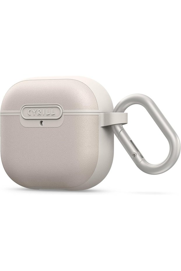 Kajuk for Airpods 4 Vegan Leather Case and Carabiner Compatible with MagSafe - Cream