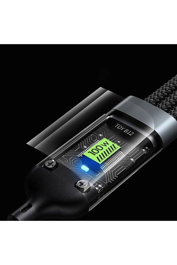 3in1 100 Watt 2 Metre Halat Örgü Kırılmaz Uç Hızlı Şarj ve Data Kablosu - 4