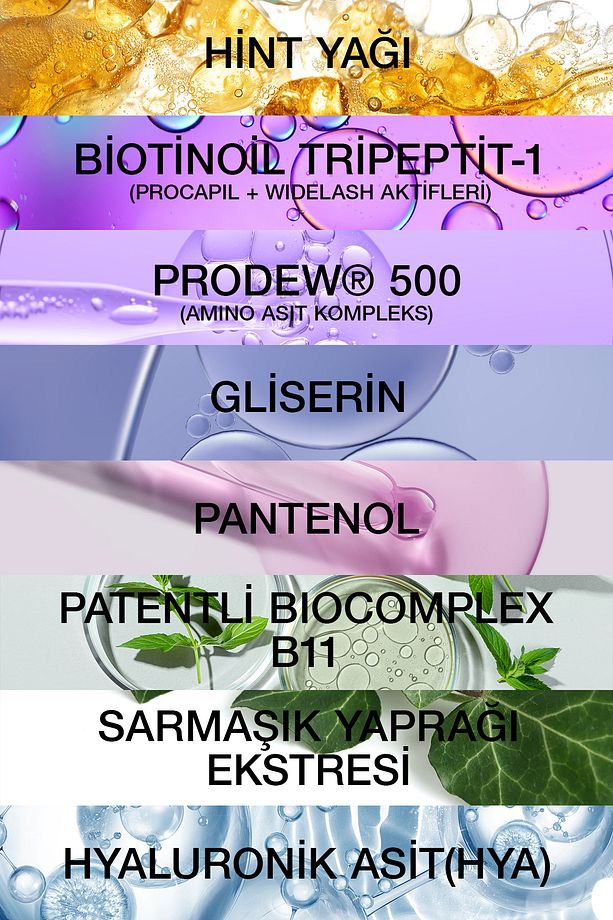 Kaş Kirpik Serumu - Kolajen Hyaluronik Asit Hint Yağı Keratin Peptidleri B5 Biocomplex B11- - 8
