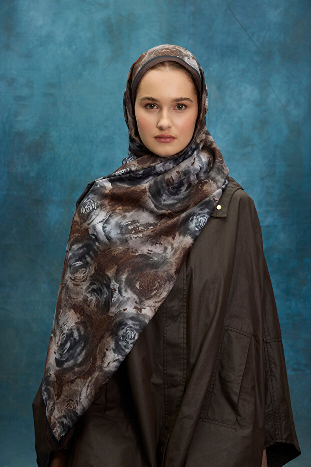 Rosa Pattern Soft Shawl Caramel - 4