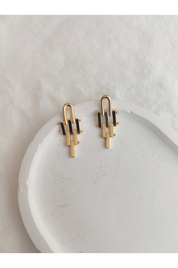 Women's Stainless Steel Geometric Dangle Earrings Gold