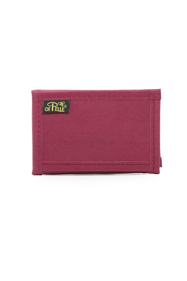 Velcro Zippered Fabric Sports Soldier Child Adult Unisex Card Holder Wallet with Coin Compartment Claret Red A150