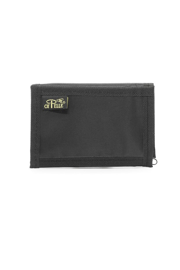 Velcro Zippered Fabric Sports Soldier Child Adult Unisex Card Holder Wallet with Coin Compartment Black A150