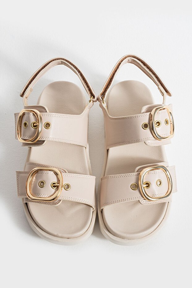 Wedge Heeled Double Strap Buckle Women's Sandals Orthopedic Comfortable Sole