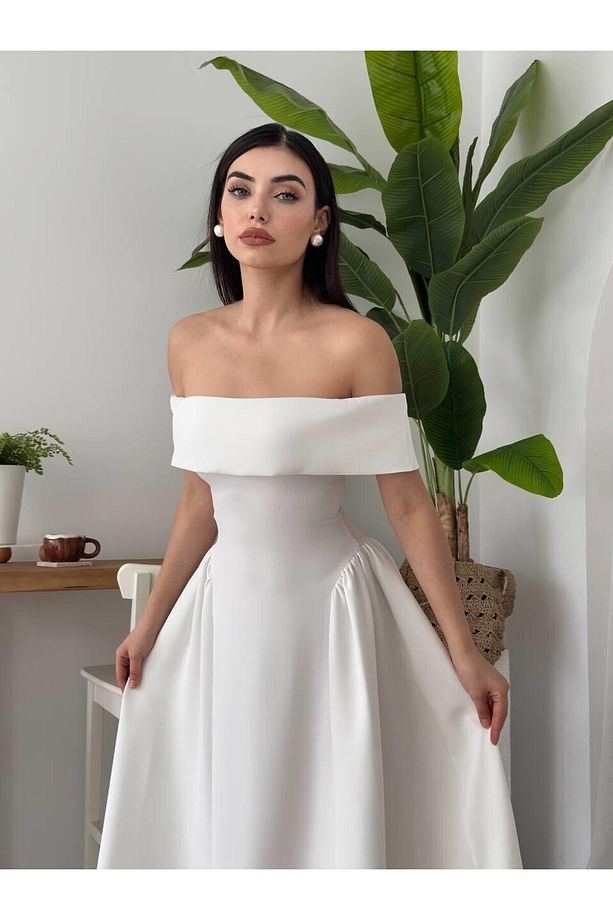 Madonna Yaka Piliseli Maxi Uzun Boy Premium Kalem Abiye Davet Elbisesi - 3