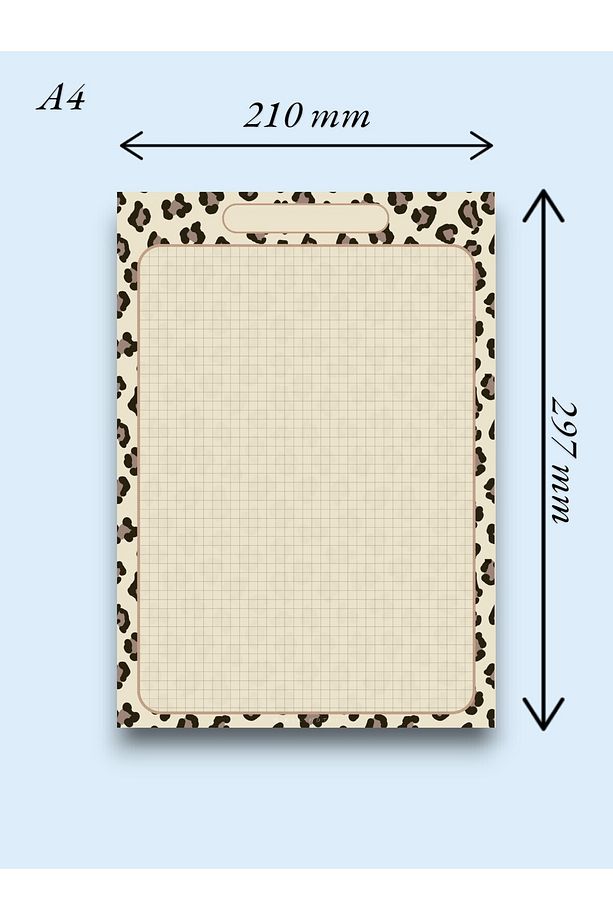 A4 Leopar Desenli Notepad - Not Defteri - Bloknot (KARELİ) - 50 Yaprak - 2
