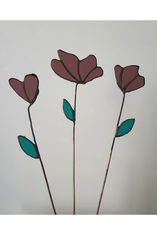 3 lü modern vitray çiçek - 3