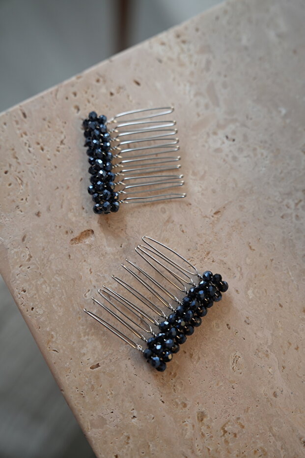 2 Pieces Navy Blue Mini Comb Buckle, Engagement Buckle