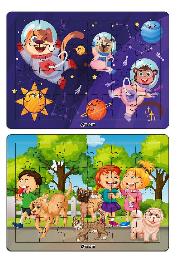 🧠✨ Eğitici 4’lü Mdf Ahşap Puzzle Seti | 24 Parça X 4 | 18x25 Cm ✨🧠 Set 17 - 3