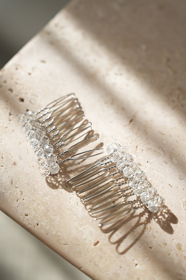 2 Pieces Mini Crystal Beaded Comb Hairpin, Engagement-Wedding-Wedding Hair Accessory 4cm