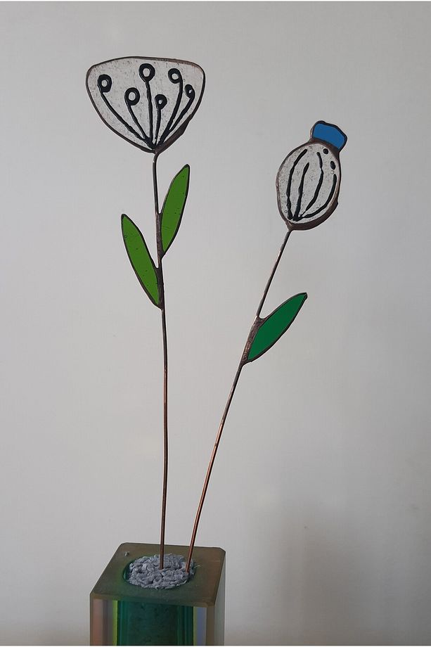 3 lü modern vitray çiçek - 2