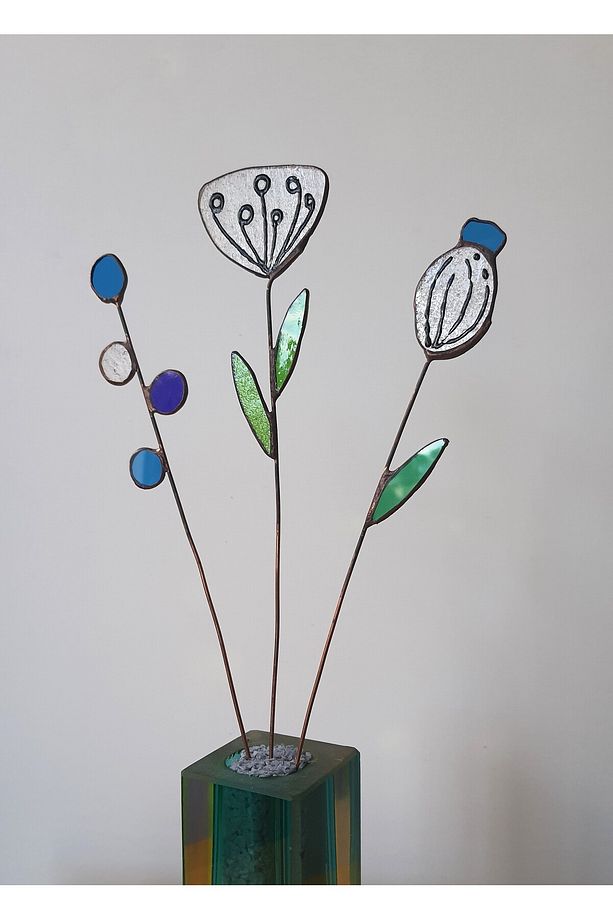 3 lü modern vitray çiçek - 1