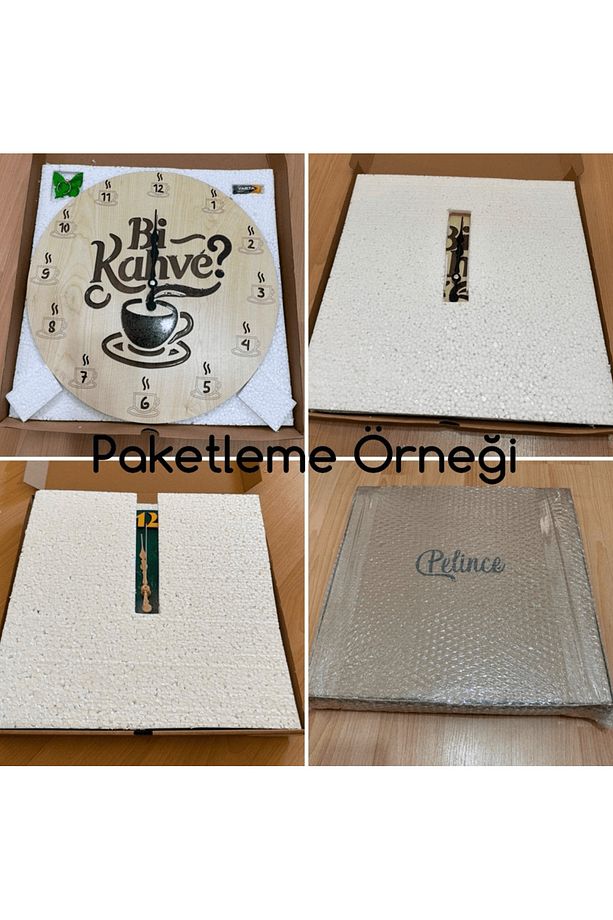 Epoksi Reçine Duvar Saati - Hasır Ve Dantel - Çapı : 30 Cm - 4