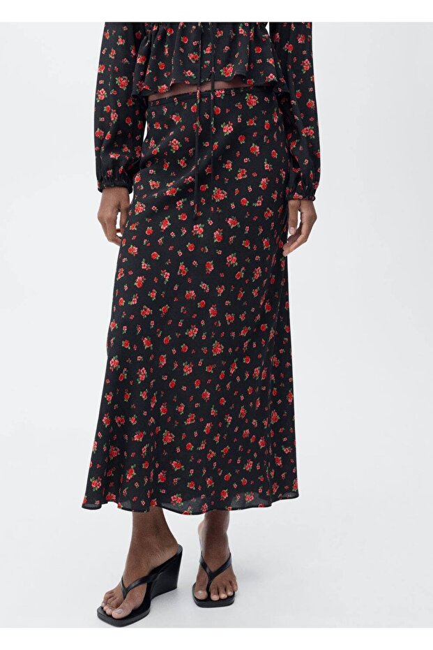 Uzun çiçekli evaze etek - 1