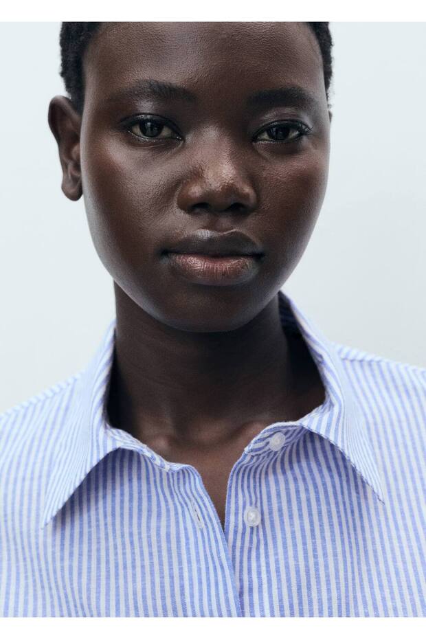 Cepli çizgili crop gömlek - 6